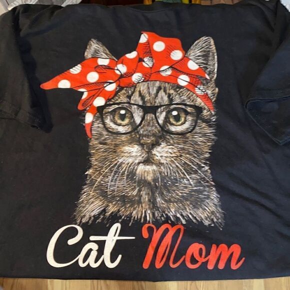 Cat mom leopard print bandanna t shirt XL - Picture 1 of 6